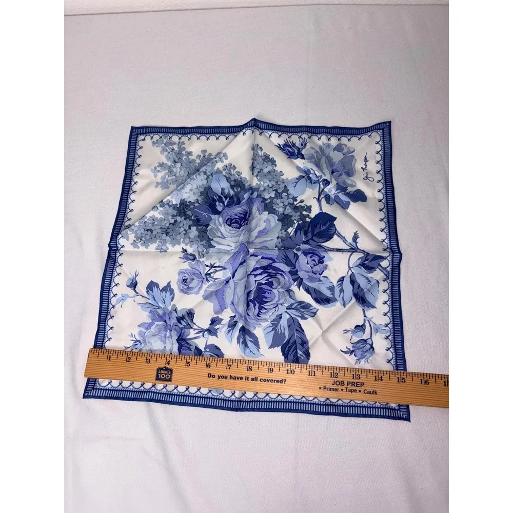 Jim Thompson Blue White Floral‎ Silk Napkin Square 17x17